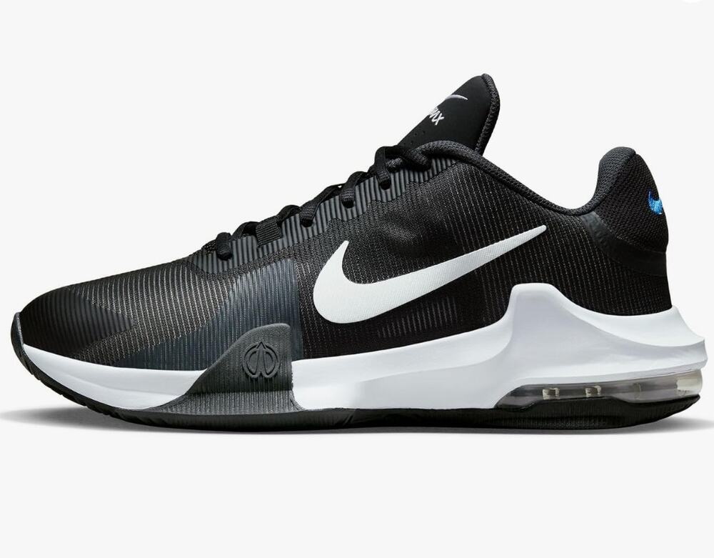 Nike Men's Air Max Impact 4 Trainers, Black White Anthracite Racer Blue, 11